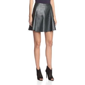 NWT Rebecca Minkoff 100% Lambskin Leather Green Skirt